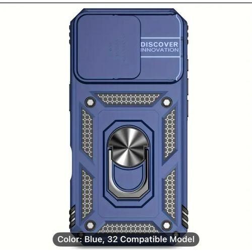 Pouch IPhone 16 plus Rugged Armor Protection Case With Slide Camera Cover & Ring Holder Stand