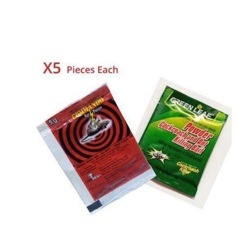 Commando Rat Poison Powder And Greenleaf Cockroach Ant Killing Bait Powder X 5 Each