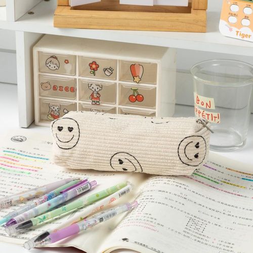 Cute Canvas Pencil Case for Students – Large Capacity Kawaii Pen Pouch with Zipper Closure, Lightweight School Supplies Organizer Bag for Girls, Office & Daily Use