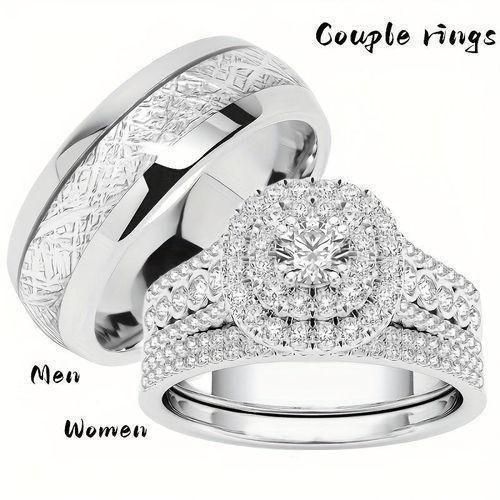 Silver non fading diamond Engagement Ring For Couple