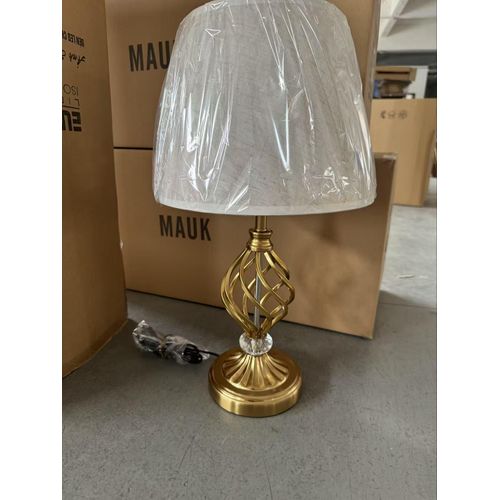Decor Gold Table Lamp with Linen Shade - Light for Bedroom Kids Room