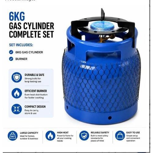 6kg Gas Cylinder with Iron Sitter and Burner