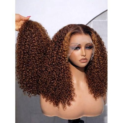 Caramel Brown Highlight Curly Lace Front Wig