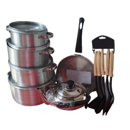Quality Pots, Frying Pan, Kettle& Non Stick Spoons Set - Bundle