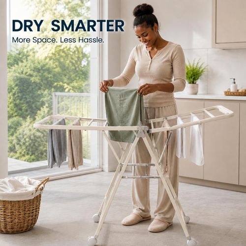 STRONG Luxury Clothes hanger rack dryer for clothes dryer for laundry baby cloth hanger baby cloth dryer Clothe line dryer cloth dryer hanger cloth drying hanger spreader dryer hanger stand Rollable dryer indoor/outdoor clothe hanger rack dryer