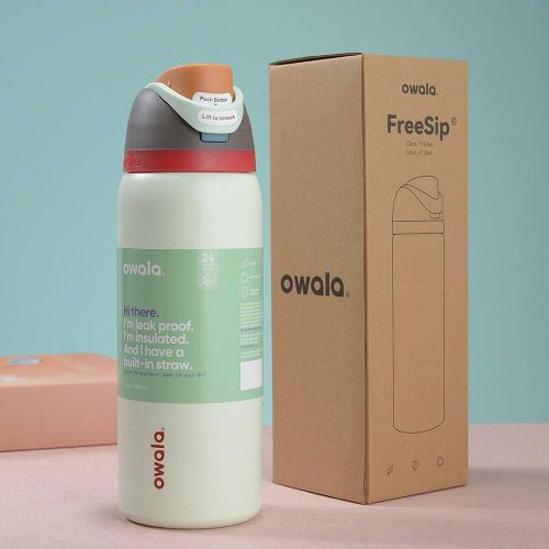 Owala FreeSip Stainless Steel Water Bottle Turquoise Blossom Edition