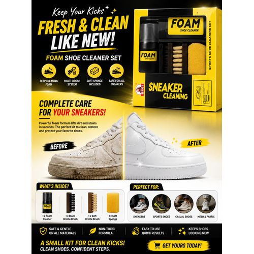 Shoe cleaner, sneakers cleaner. shoe cleaning kit, Shoe polish, polish Sneaker Cleaning Kit with Foam Cleaner & Brushes Complete Shoe Cleaning Kit – Foam, Brushes & Sponge All-in-One Shoe & Sneaker Cleaning Kit,Multi-Purpose Sneaker Cleaning