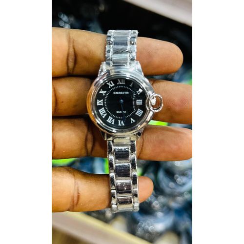 Careitr Chain silver black face wristwatch