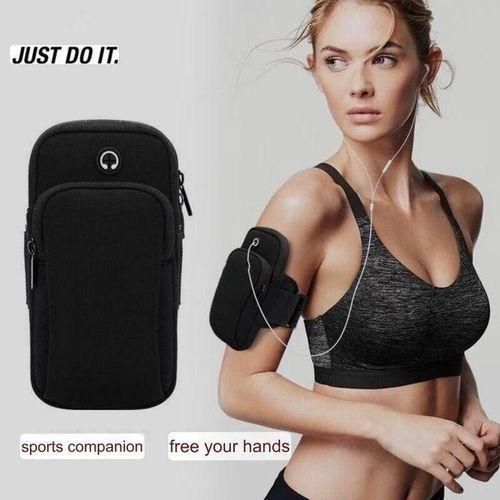 Running mobile phone arm bag waterproof sports fitness arm storage bag Black
