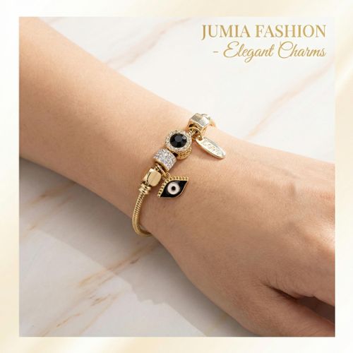 Women's Gold Evil Eye LOVE Bracelet - Gold Plated Snake Chain with Evil Eye Pendant LOVE Tag, Protection mode Jewelry