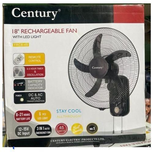 18 INCHES RECHARGEABLE WALL FAN- Black