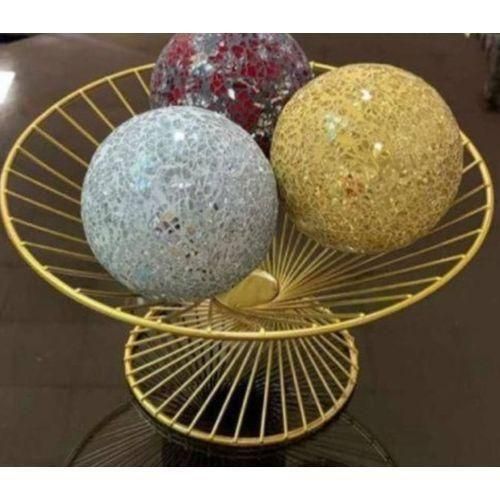 Center Table Decorative Gold Bowl With Shining Balls