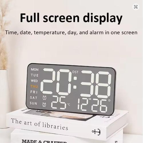 LED electronic silent wall clock, desktop alarm clock, with temperature display