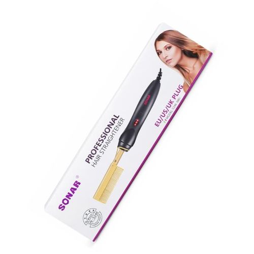 Professional Hair Straightener Comb – Fast Heating Electric Styling Brush EU/UK Plug