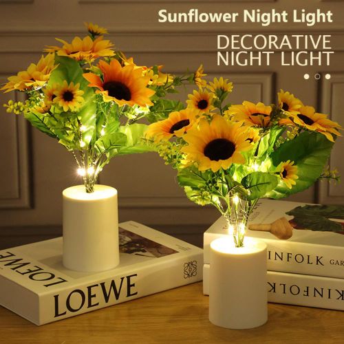 2pcs LED Sunflower Lamp - Artificial Flower Night Light for Home & Office Decor