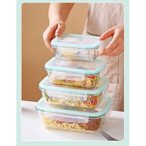4 pcs Food Storage Containers - Borosillicate Food Fresh Presevation Storage Freezer Organizer Dishes
