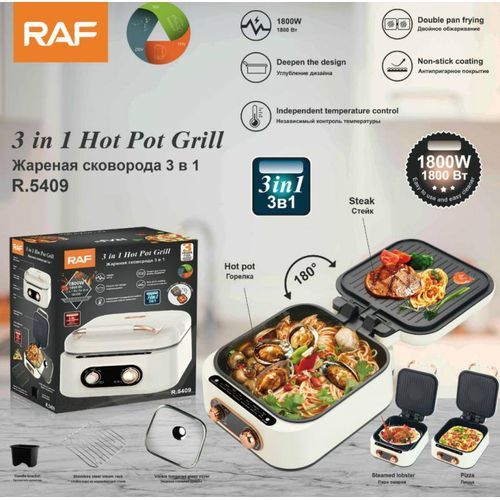 3 In 1 Electric Hot Pot Grill- Multipurpose Cooker 2.5L