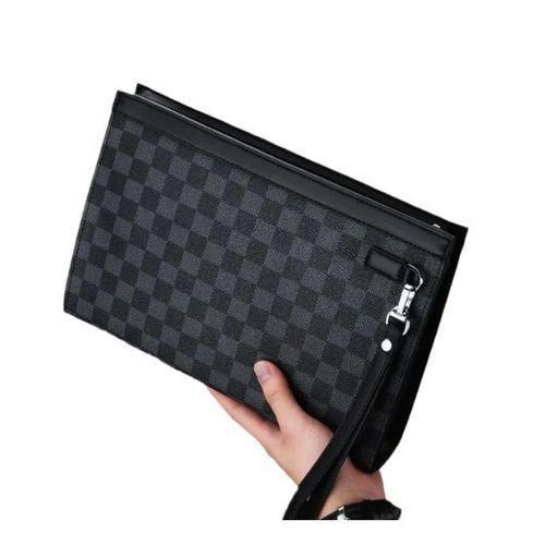 Men’s Premium Checkered Clutch Wallet – Stylish Zipper Handbag for Everyday Carry, Business & Casual Use