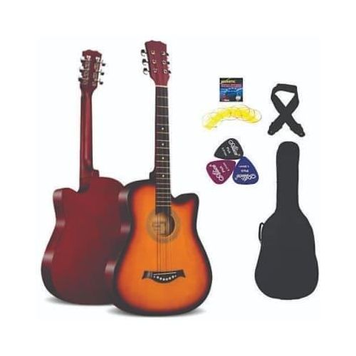 Acoustic Box Guitar With Adjustable Truss Rod And Complete Set Strings With Accessories 38 inches - Sunburst