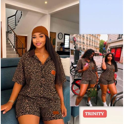 Women’s Leopard Print Two-Piece Shorts Set
