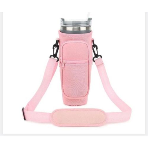 Tumbler Cup Carrier bag with Adjustable Strap & Phone Pocket-Pink