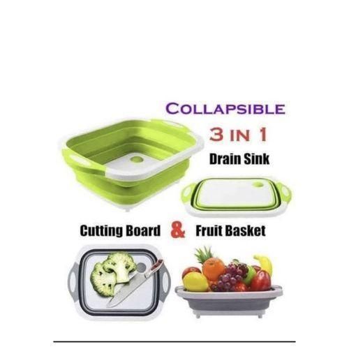 Collapsible Foldable Chopping Board With Food Strainer