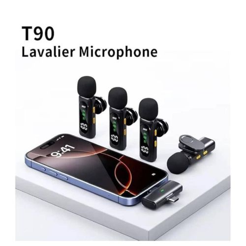 T90 Professional Wireless Lavalier Mic Set – 4 Clip-On Microphones for Content Creations