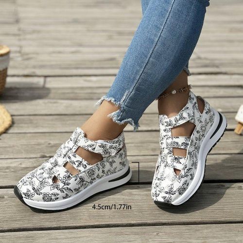 Ladies Flat Platform Shoe Sneakers Female Women Shoe-white