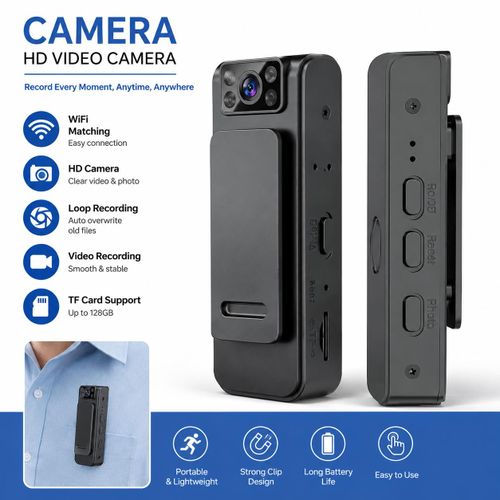 Mini HD Body Camera – Portable Wearable Video Recorder with Clip