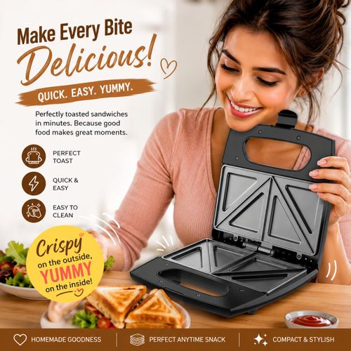 POWERFUL Non-stick Saving 2in1 Design Electric Toaster and sandwich maker Barbecue toaster and Sandwich Maker Shawarma Bread Maker - Automatic Electric Toasting Machine Sandwich Kitchen Grill Press Maker 2 Slice Toasters Bread Toasting machine