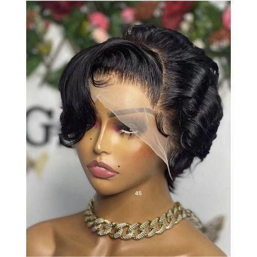 Natural Black Vintage Finger Wave Lace Front Wig