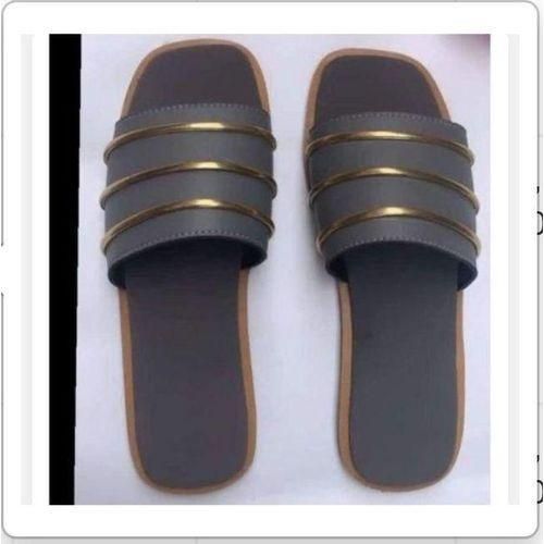 Spectacular Grey Leather Slippers