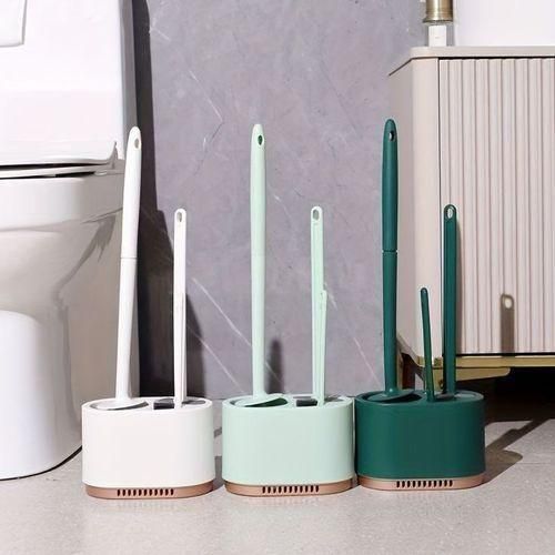 3-in-1 Toilet Brush Set With Hollow Bottom And Soft