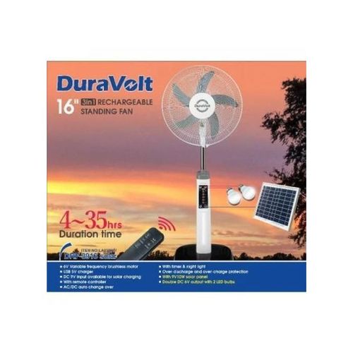 16 Inches Solar Rechargeable Standing Fan AC/DC