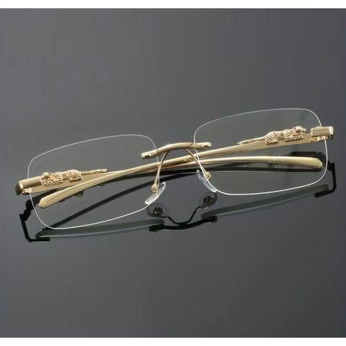 New Frameless Square Flat Top Metal Glasses, Trendy Decorative Eyewear