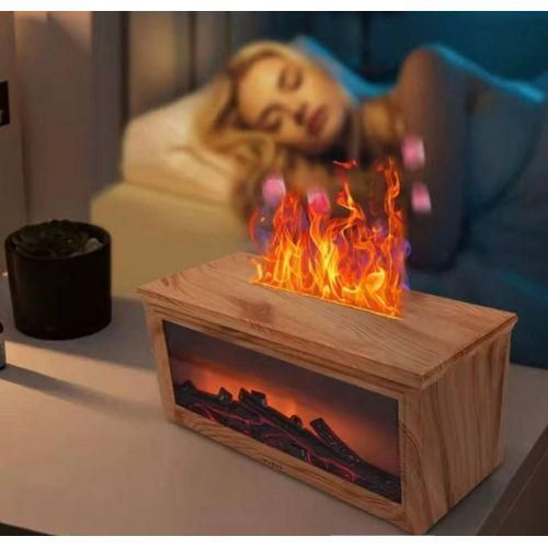 Smart 3D Flame Effect Diffuser & Humidifier with Realistic Fire Simulation, RGB Night, Auto Shut-Off, - (No Installation) - Color-Changing Mood Lamp for, Office, Bedside - Aromatherapy Device Compatible with Remote
