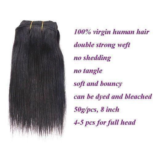 Straight Hair 1 Bundle 50g/pc Short Hair Straight 8 Inch Unprocessed Hair Extensions Natural Color