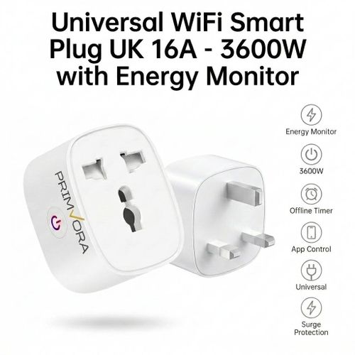 Universal WiFi Smart Plug 16A 3600W – Tuya Smart Life Energy Monitor, Offline Timer & App Control