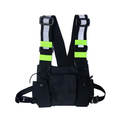 Men's hip-hop backpack, multi-pocket vest bag, reflective chest bag