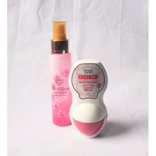 Perfume Gift Set Combo 2 in 1 of Miss Cherie Body Splash Spray 100ml and Tag White Roll On 50ml (All Daily Choice), NAFDAC Number: Spray: 02-9613, Roll On: A2-105061