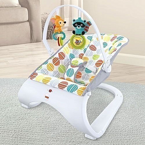 Baby Comfort Bouncer Rainforest Design Toy Bar Calming Vibrations