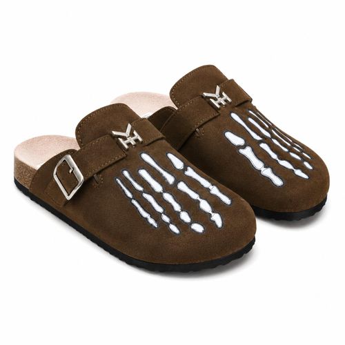Luxury Skeleton Buckle Cork Footbed Clogs – Unisex Comfort Slip-On Suede Mules Casual Everyday Sandals Premium Orthopedic Style