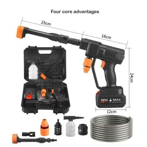 WakeView Cordless Portable 300W Pressure Washer, 1 Battery Included, 6-in-1 Nozzle, UK Plug High Power Car & Home Cleaning Gun