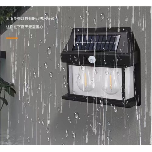 Solar Security Night Wall Lamp with Motion activated Sensor - 2 LED warm light