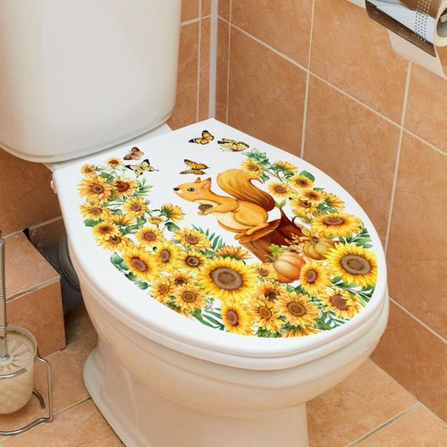 Sunflower Squirrel Wall Stickers - Brighten Your Bathroom!