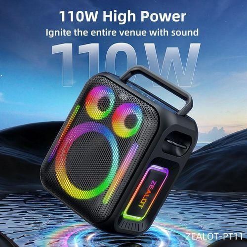 PT11 110W High-Power Wireless Speaker, Portable Outdoor Subwoofer With RGB Lights