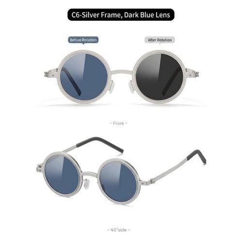 Vibe-Switch Adjustable Rotating Sunglasses 2-in-1 Dimmable Round Shades for Men & Women - Silver