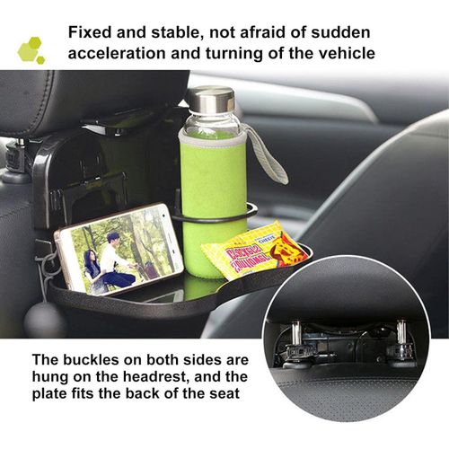Foldable Small Car Backseat Dining Tray, Multifunctional Auto Seat Back Table, Drink Holder Storage Rack for Rear Seat
