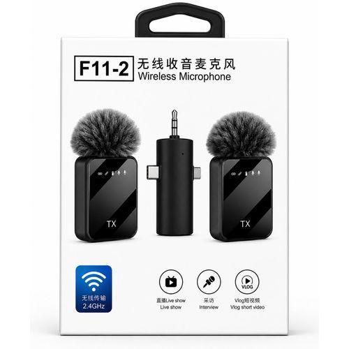 F11-2 Dual Wireless Microphones System – Compact Lavalier Mic for Live Show, Interview & Vlog