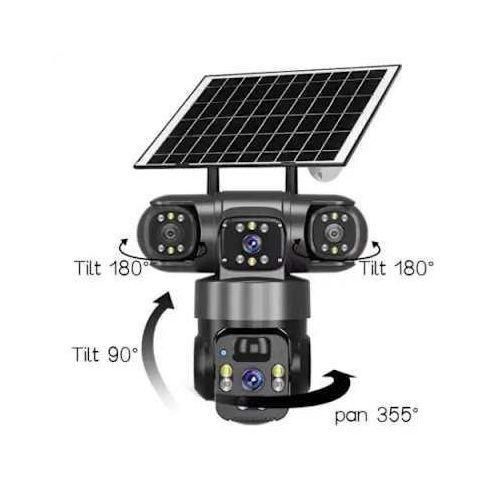 SOLAR-POWERED AUTOTRACKING COMPLETE 3 LENS CCTV CAMERA ULTRA HD 4K Big lens+free sim